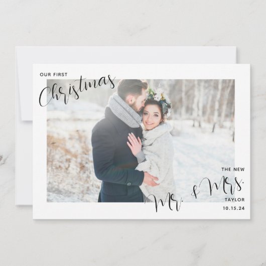 私たちの初めてのクリスマスの新しい写真 シーズンカード (正面)