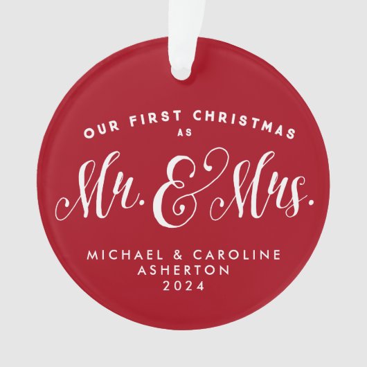 私たちの初めてのクリスマスの新婚旅行 オーナメント (正面)
