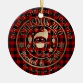 私たちの初めてのクリスマスの流行病メリーのマスク写真 セラミックオーナメント (正面)