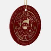 私たちの初めてのクリスマスの流行病メリーのマスク写真 セラミックオーナメント (右)