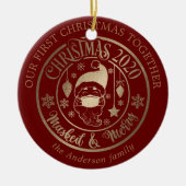 私たちの初めてのクリスマスの流行病メリーのマスク写真 セラミックオーナメント (正面)