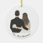 私たちの初めてのクリスマスの結婚カップルのオーナメント セラミックオーナメント (正面)