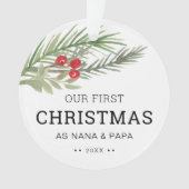 私たちの初めてのクリスマスの緑の写真 オーナメント (正面)