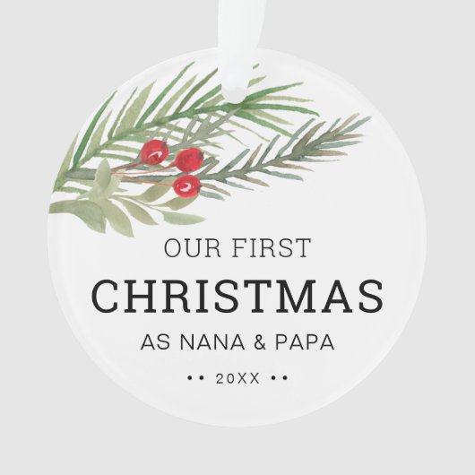 私たちの初めてのクリスマスの緑の写真 オーナメント (正面)