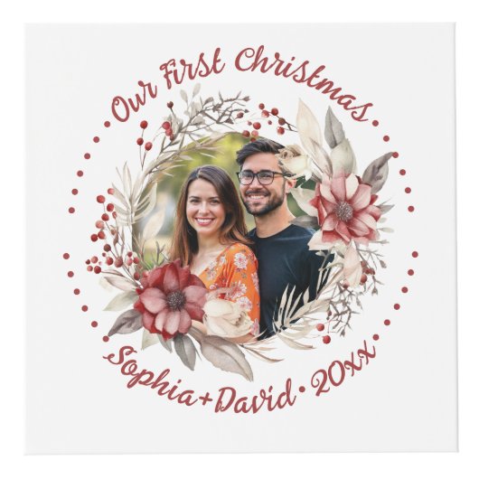 私たちの初めてのクリスマスの花の結婚写真キューブ フォトキューブ (右)