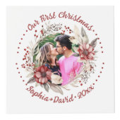 私たちの初めてのクリスマスの花の結婚写真キューブ フォトキューブ (正面)