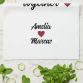 私たちの初めてのクリスマスの赤いハート キッチンタオル (折り畳み)