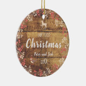 私たちの初めてのクリスマスの非性夫婦の素朴な セラミックオーナメント (右)