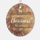 私たちの初めてのクリスマスの非性夫婦の素朴な セラミックオーナメント (左)