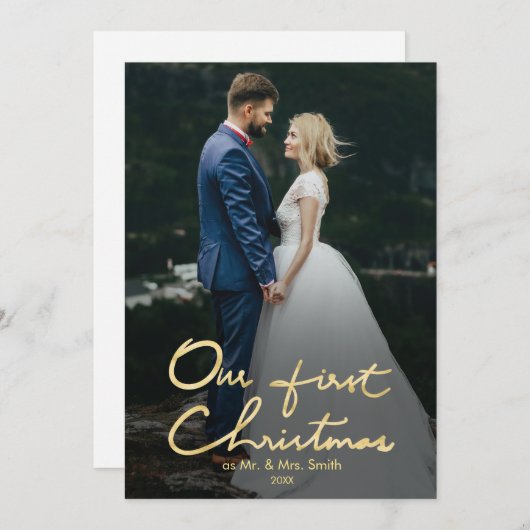私たちの初めてのクリスマスのMr.&ミセス・ホリデー・フォトカード シーズンカード (正面/裏面)