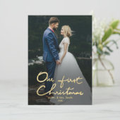 私たちの初めてのクリスマスのMr.&ミセス・ホリデー・フォトカード シーズンカード (スタンド正面)