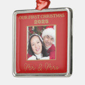私たちの初めてのクリスマスのMr.And Mrs.フォトレッドと金ゴールド メタルオーナメント (左)