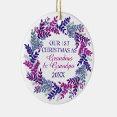 私たちの初めてのクリスマスはおばあちゃんとおじいちゃんパープル セラミックオーナメント (右)