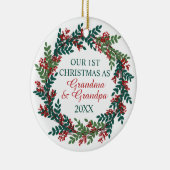 私たちの初めてのクリスマスはおばあちゃんとおじいちゃんリース セラミックオーナメント (右)