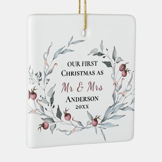 私たちの初めてのクリスマスはウィンターウェディングさん&ミセス セラミックオーナメント (右)