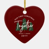私たちの初めてのクリスマスはカップルパーソナライズされた セラミックオーナメント (正面)