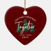 私たちの初めてのクリスマスはカップルパーソナライズされた セラミックオーナメント (裏面)