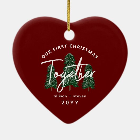 私たちの初めてのクリスマスはカップルパーソナライズされた セラミックオーナメント (裏面)
