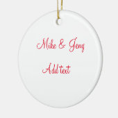 私たちの初めてのクリスマスはカップル名の文字メッセージを追加 セラミックオーナメント (左)