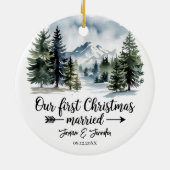 私たちの初めてのクリスマスはギフト夫妻、カップル セラミックオーナメント (裏面)