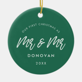 私たちの初めてのクリスマスはグリーン氏とグリーンモダン氏 セラミックオーナメント