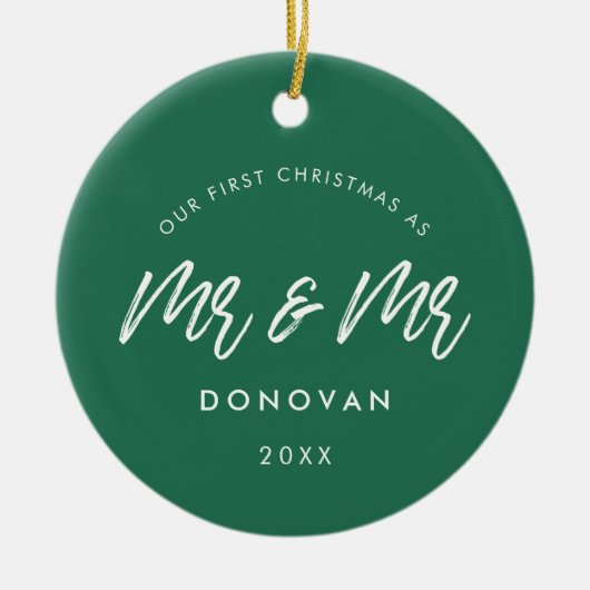 私たちの初めてのクリスマスはグリーン氏とグリーンモダン氏 セラミックオーナメント (正面)
