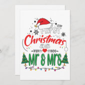 私たちの初めてのクリスマスはマッチングカップルのミスターとミセス シーズンカード (正面/裏面)
