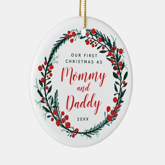 私たちの初めてのクリスマスはママとパパのクリスマス セラミックオーナメント (右)