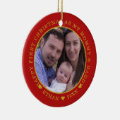 私たちの初めてのクリスマスはママとパパの写真の赤 セラミックオーナメント (右)