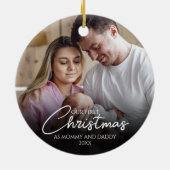 私たちの初めてのクリスマスはママとパパの写真 セラミックオーナメント (裏面)