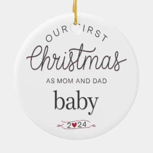 私たちの初めてのクリスマスはママとパパ セラミックオーナメント (裏面)