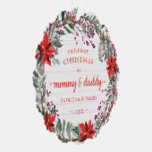 私たちの初めてのクリスマスはママ&パパ素朴リース オーナメントカード (右)