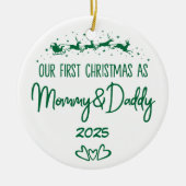 私たちの初めてのクリスマスはママ&パパ セラミックオーナメント (正面)