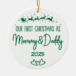 私たちの初めてのクリスマスはママ&パパ セラミックオーナメント