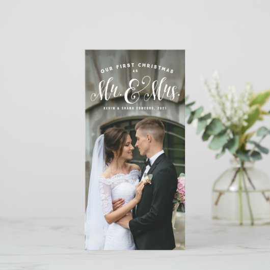 私たちの初めてのクリスマスはミスターとミセスの新しい写真として シーズンカード (スタンド正面)