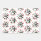 私たちの初めてのクリスマスはミスターとミセスの3つの写真として ラッピングペーパーシート (正面2)