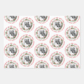 私たちの初めてのクリスマスはミスターとミセスの3つの写真として ラッピングペーパーシート (正面)