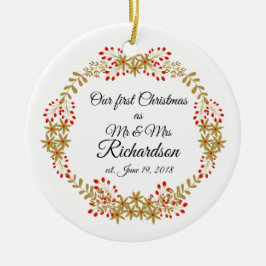 私たちの初めてのクリスマスはミスター・アンド・ミセスとして セラミックオーナメント