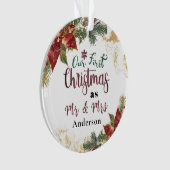 私たちの初めてのクリスマスはミスター・アンド・ミセスパーソナライズされた。 オーナメント (正面)