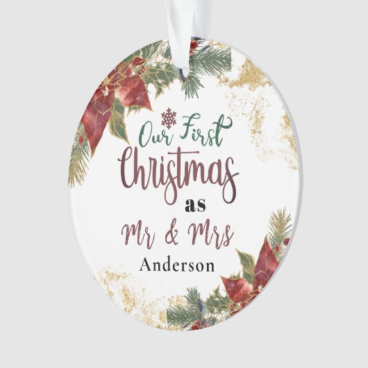私たちの初めてのクリスマスはミスター・アンド・ミセスパーソナライズされた。 オーナメント (正面)