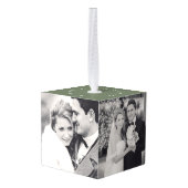 私たちの初めてのクリスマスはミスター・アンド・ミセス結婚の写真として キューブオーナメント (裏面アングル)