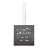 私たちの初めてのクリスマスはミスター・アンド・ミセス結婚の写真として キューブオーナメント (正面)