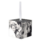 私たちの初めてのクリスマスはミスター・アンド・ミセス結婚の写真として キューブオーナメント (裏面アングル)