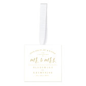 私たちの初めてのクリスマスはミスター・アンド・ミセス結婚の写真として キューブオーナメント (正面)