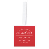 私たちの初めてのクリスマスはミスター・アンド・ミセス結婚の写真として キューブオーナメント (正面)