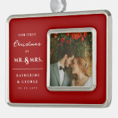 私たちの初めてのクリスマスはミスター・アンド・ミセス結婚の写真として シルバープレートフレームオーナメント (左)