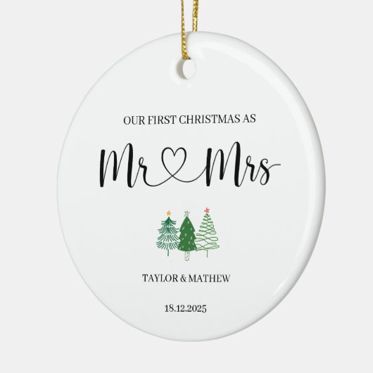 私たちの初めてのクリスマスはミスター・アンド・ミセス・ギフト結婚したとして セラミックオーナメント (左)