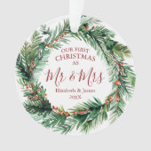 私たちの初めてのクリスマスはミスター・アンド・ミセス・グリーンリース オーナメント (正面)