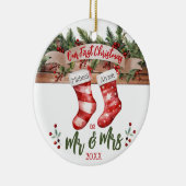 私たちの初めてのクリスマスはミスター・アンド・ミセス・ストッキング結婚した セラミックオーナメント (右)