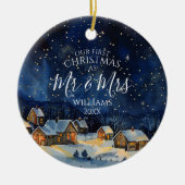 私たちの初めてのクリスマスはミスター・アンド・ミセス・フォトナイトと素朴なる セラミックオーナメント (正面)